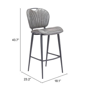 HomeRoots 30" Stylish Gray & Black Faux Leather Bar Chair with Steel Frame - Perfect for Modern Home Bars! 555733
