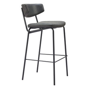 HomeRoots Set of Two Contemporary Black Faux Leather Counter Stools with Durable Steel Frame for Home & Cafe 555734
