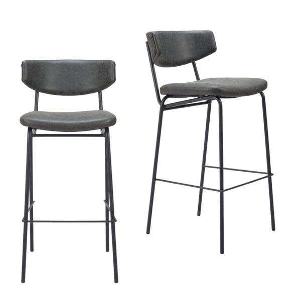 HomeRoots Set of Two Contemporary Black Faux Leather Counter Stools with Durable Steel Frame for Home & Cafe 555734