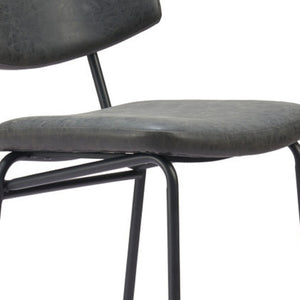 HomeRoots Set of Two Contemporary Black Faux Leather Counter Stools with Durable Steel Frame for Home & Cafe 555734
