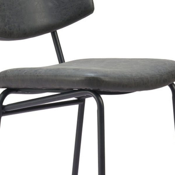 HomeRoots Set of Two Contemporary Black Faux Leather Counter Stools with Durable Steel Frame for Home & Cafe 555734