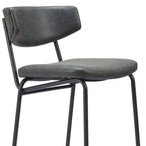 HomeRoots Set of Two Contemporary Black Faux Leather Counter Stools with Durable Steel Frame for Home & Cafe 555734