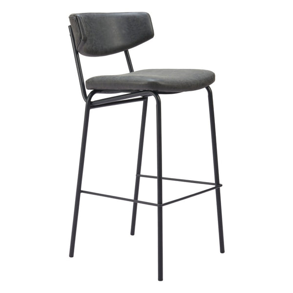 HomeRoots Set of Two Contemporary Black Faux Leather Counter Stools with Durable Steel Frame for Home & Cafe 555734