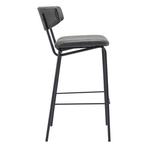 HomeRoots Set of Two Contemporary Black Faux Leather Counter Stools with Durable Steel Frame for Home & Cafe 555734