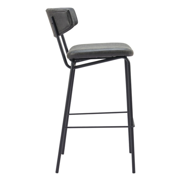 HomeRoots Set of Two Contemporary Black Faux Leather Counter Stools with Durable Steel Frame for Home & Cafe 555734