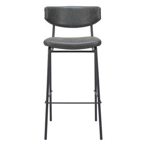 HomeRoots Set of Two Contemporary Black Faux Leather Counter Stools with Durable Steel Frame for Home & Cafe 555734