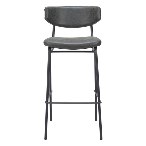 HomeRoots Set of Two Contemporary Black Faux Leather Counter Stools with Durable Steel Frame for Home & Cafe 555734
