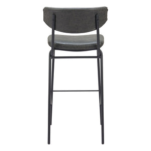 HomeRoots Set of Two Contemporary Black Faux Leather Counter Stools with Durable Steel Frame for Home & Cafe 555734