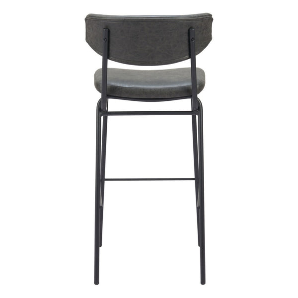 HomeRoots Set of Two Contemporary Black Faux Leather Counter Stools with Durable Steel Frame for Home & Cafe 555734