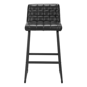 Homeroots Set Of Two 30" Black Faux Leather And Steel Bar Height Bar Chairs   555742