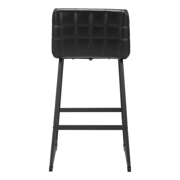 Homeroots Set Of Two 30" Black Faux Leather And Steel Bar Height Bar Chairs   555742