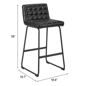 HomeRoots Set of Two Stylish Black Faux Leather Bar Chairs with Steel Frame for Modern Home Decor 555742