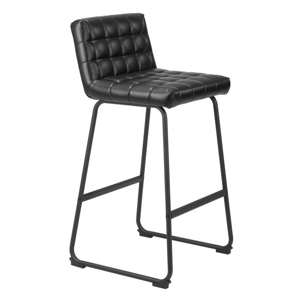 Homeroots Set Of Two 30" Black Faux Leather And Steel Bar Height Bar Chairs   555742