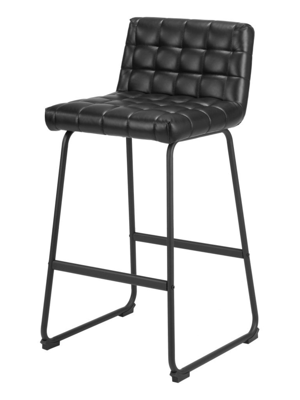 HomeRoots Set of Two Stylish Black Faux Leather Bar Chairs with Steel Frame for Modern Home Decor 555742