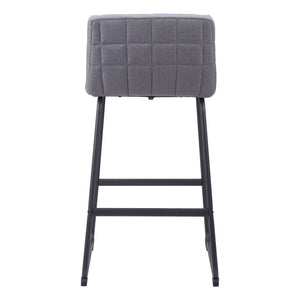 Homeroots Set Of Two 30" Gray And Black Fabric And Steel Bar Height Bar Chairs   555744