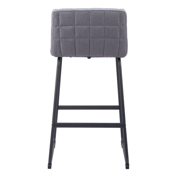 Homeroots Set Of Two 30" Gray And Black Fabric And Steel Bar Height Bar Chairs   555744
