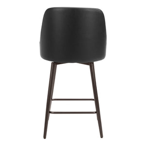 HomeRoots 26" Sleek Black Faux Leather Swivel Bar Chair with Bronze Steel Frame for Modern Home Spaces 555747