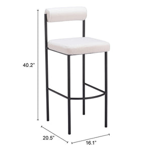 HomeRoots Set of Two Modern Ivory Shearling & Black Steel Low Back Bar Chairs for Stylish Comfort 555748