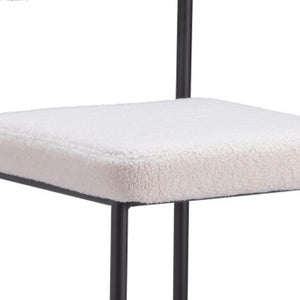 HomeRoots Set of Two Modern Ivory Faux Shearling Bar Chairs with Black Steel Frame for Stylish Dining Spaces 555751