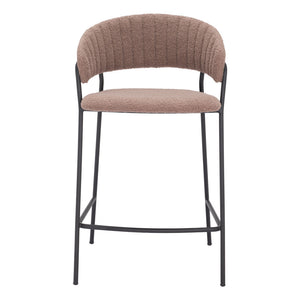Homeroots Set Of Two 26" Brown And Black Shearling And Steel Low Back Counter Height Bar Chairs   555752