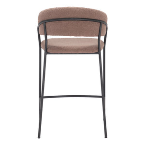 Homeroots Set Of Two 26" Brown And Black Shearling And Steel Low Back Counter Height Bar Chairs   555752