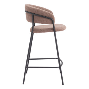 Homeroots Set Of Two 26" Brown And Black Shearling And Steel Low Back Counter Height Bar Chairs   555752