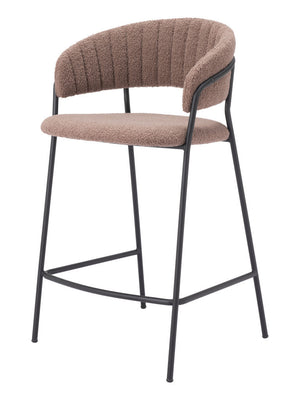 Homeroots Set Of Two 26" Brown And Black Shearling And Steel Low Back Counter Height Bar Chairs   555752