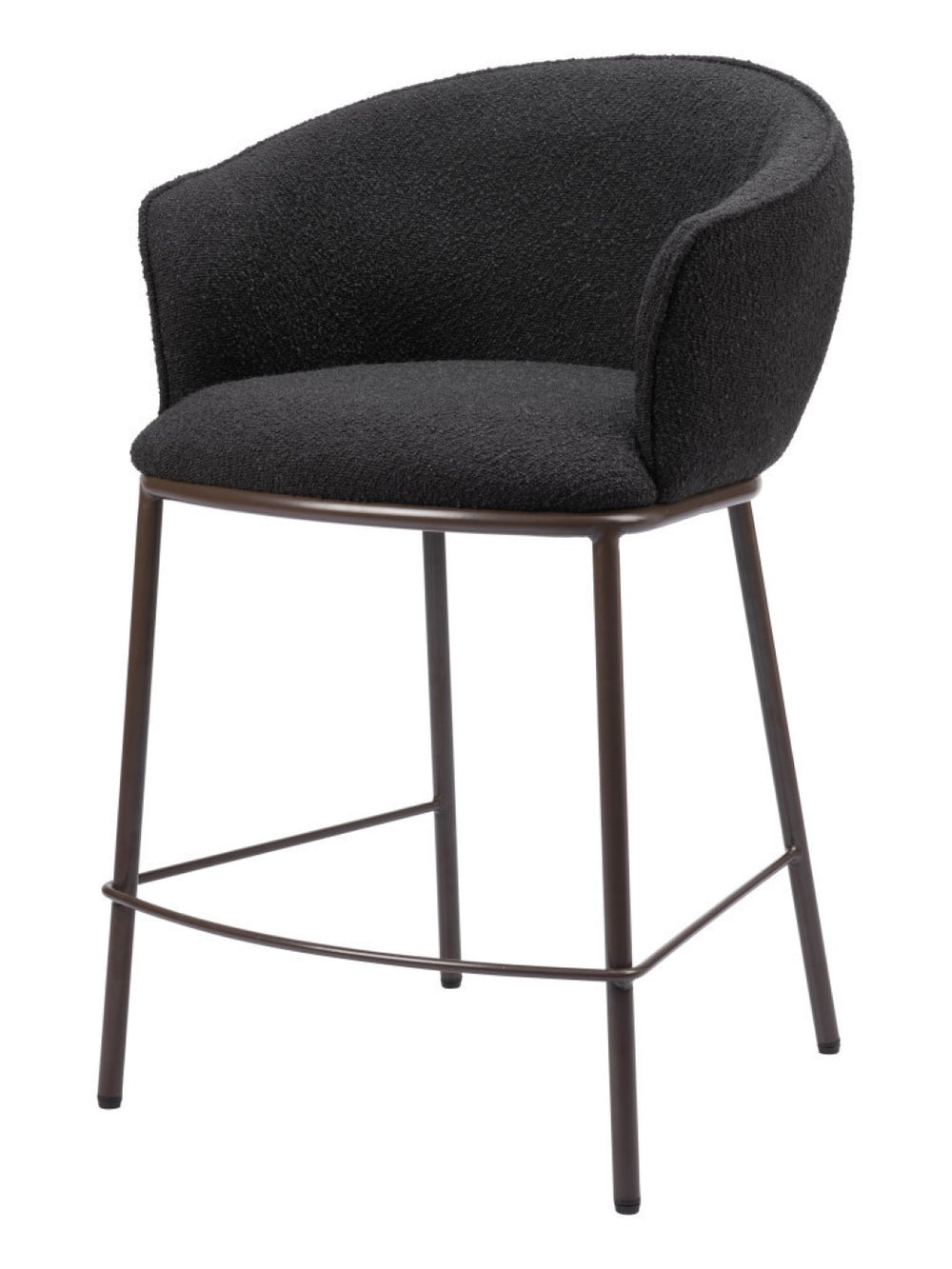HomeRoots 26" Black Shearling & Bronze Steel Counter Height Bar Chair - Stylish Comfort for Any Space 555755
