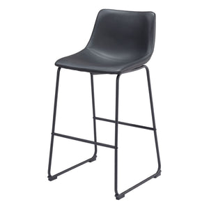 HomeRoots Set of Two Modern Black Faux Leather Bar Chairs with Steel Frame for Stylish Comfort and Support 555756