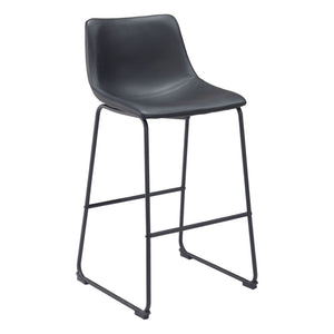 HomeRoots Set of Two Modern Black Faux Leather Bar Chairs with Steel Frame for Stylish Comfort and Support 555756