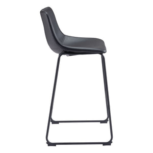 HomeRoots Set of Two Modern Black Faux Leather Bar Chairs with Steel Frame for Stylish Comfort and Support 555756
