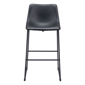 HomeRoots Set of Two Modern Black Faux Leather Bar Chairs with Steel Frame for Stylish Comfort and Support 555756
