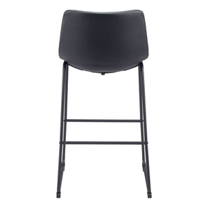 HomeRoots Set of Two Modern Black Faux Leather Bar Chairs with Steel Frame for Stylish Comfort and Support 555756