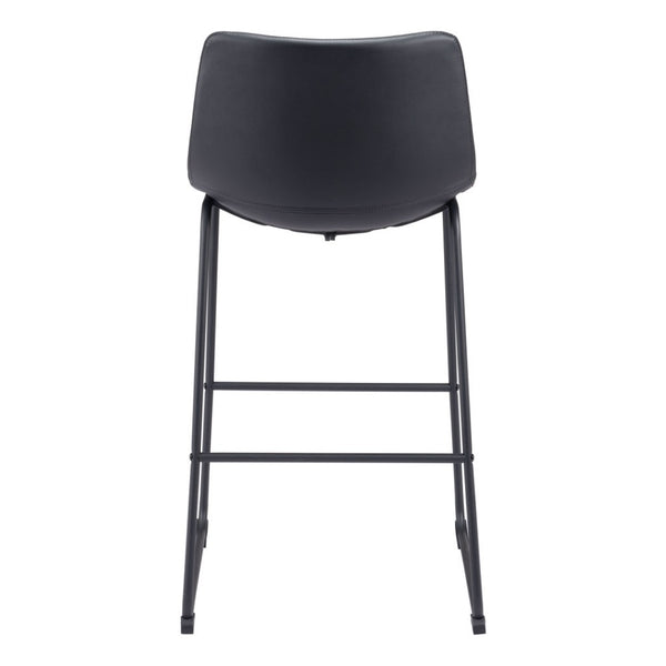 HomeRoots Set of Two Modern Black Faux Leather Bar Chairs with Steel Frame for Stylish Comfort and Support 555756