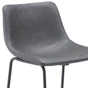 HomeRoots Set of Two Modern Charcoal Faux Leather Bar Chairs with Steel Base for Kitchen & Dining Comfort 555757