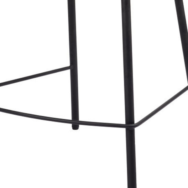 HomeRoots 26" Ivory and Black Shearling Bar Chair - Modern Comfort with Stylish Steel Frame for Any Space 555759