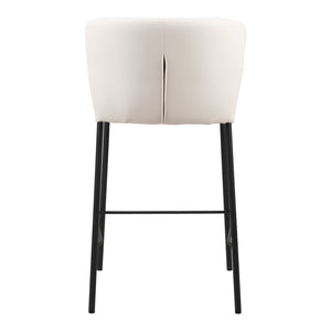 Homeroots Set Of Two 26" Cream And Black Faux Leather And Steel Counter Height Bar Chairs   555760