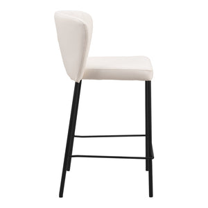 Homeroots Set Of Two 26" Cream And Black Faux Leather And Steel Counter Height Bar Chairs   555760
