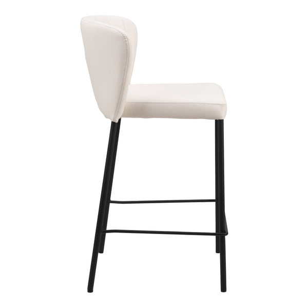 Homeroots Set Of Two 26" Cream And Black Faux Leather And Steel Counter Height Bar Chairs   555760