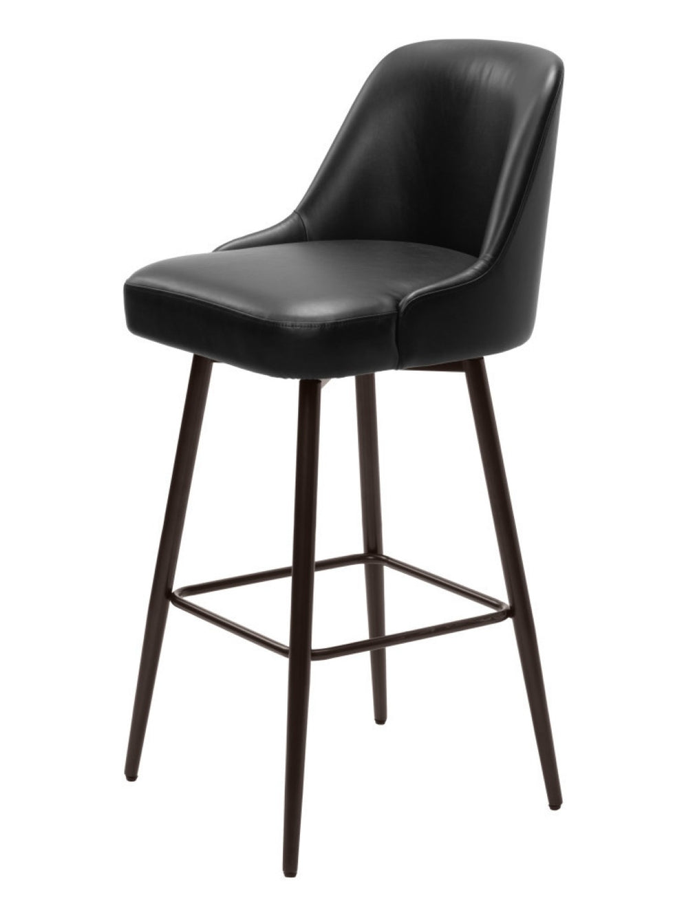 HomeRoots 30" Stylish Black and Bronze Swivel Bar Chair with Faux Leather, Ergonomic Support for Modern Spaces 555761
