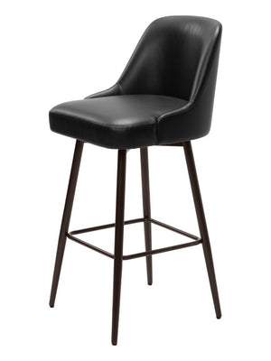 Homeroots 30" Black And Bronze Faux Leather And Steel Bar Height Swivel Bar Chair   555761