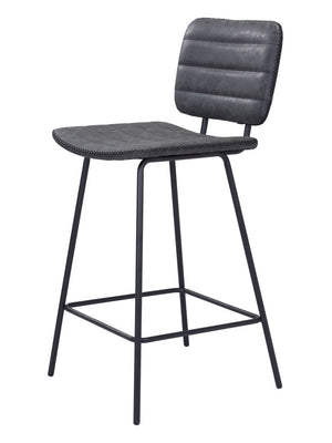Homeroots Set Of Two 26" Black Faux Leather And Steel Low Back Counter Height Bar Chairs   555763