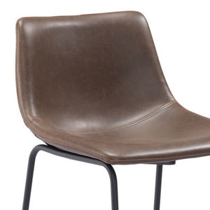 HomeRoots Set of Two 24" Espresso Faux Leather & Steel Counter Bar Chairs for Modern Kitchen & Cafe Style 555764