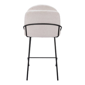 Homeroots Set Of Two 26" Ivory And Black Shearling And Stainless Steel Counter Height Bar Chairs   555766