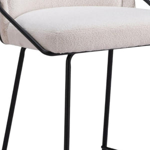 HomeRoots Set of Two Contemporary Ivory Faux Shearling Bar Chairs with Black Steel Frame – Stylish Comfort! 555766
