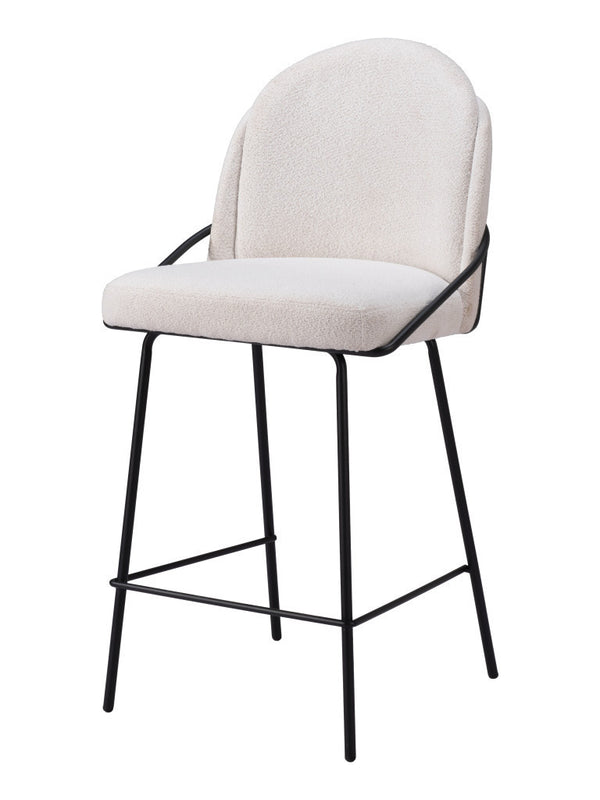 Homeroots Set Of Two 26" Ivory And Black Shearling And Stainless Steel Counter Height Bar Chairs   555766