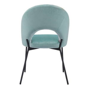 HomeRoots Set of Two Tropical Floral Velvet Dining Chairs - Stylish Green & Black Accent Seating for Any Space 555771