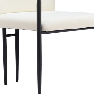 HomeRoots Set of Two Cream & Black Upholstered Faux Leather Arm Chairs for Dining, Living & Accent Use 555772