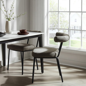 Homeroots Set Of Two Stylish Green And Black Upholstered Chenille Dining Chairs For Modern Spaces & Accents   555777