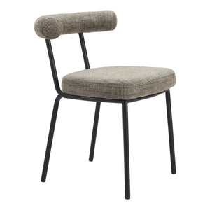 HomeRoots Set of Two Stylish Green Chenille Open-Back Dining Chairs with Black Accents for Modern Spaces 555777